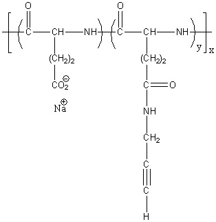 Poly(L-glutamic acid sodium salt)-graft-(N-propargyl) Structure