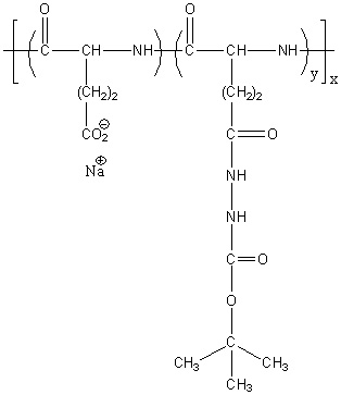 Poly(L-glutamic acid sodium salt)-graft-(tert-butoxycarbonylhydrazide) Structure